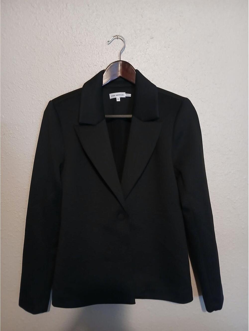 Good American Black Blazer Jacket Size 0